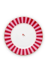 Plate Love Birds Stripes Red-Pink 26.5cm