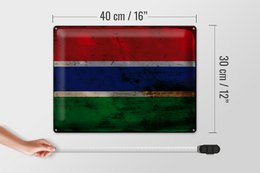 Blechschild Flagge Gambia 40x30cm Flag of the Gambia Rost