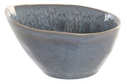 Oval-shaped ceramic bowl in a light blue-gray color with a textured glaze finish.