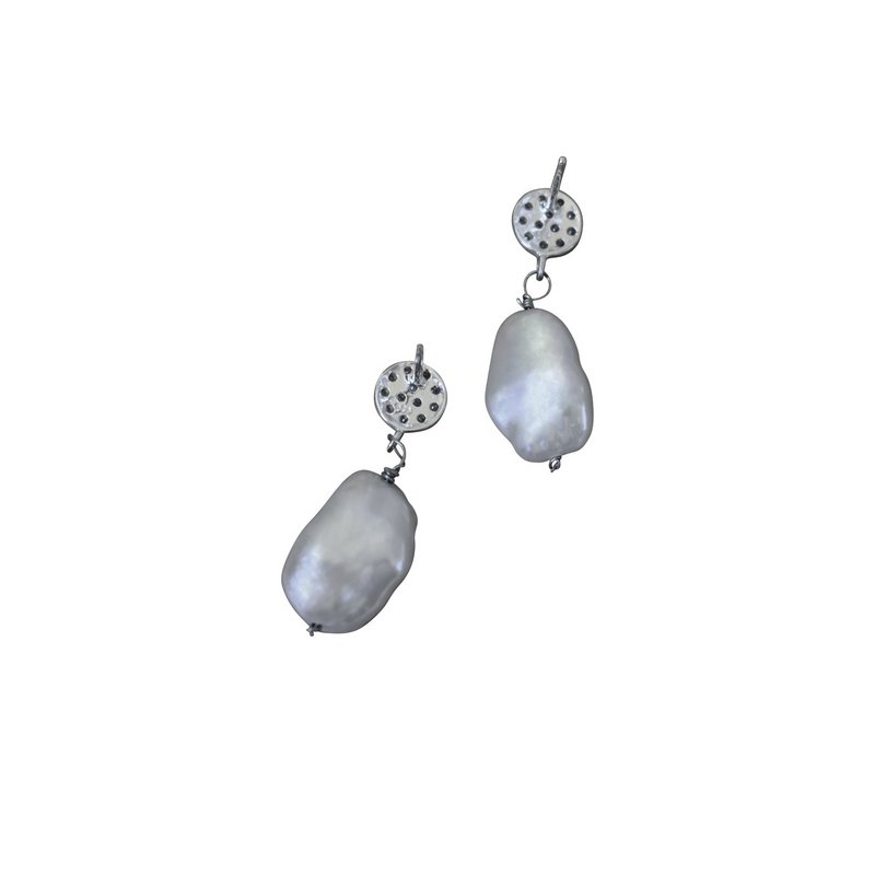 Orecchini a bottone in argento sterling con perle d'acqua dolce in argento | di nlanlaVictory