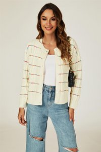 Rainbow Stripe Knitted Cardigan In White
