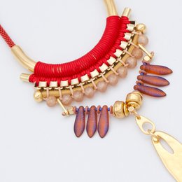 SALAMINA red and gold Mexican style necklace with beads and pendants