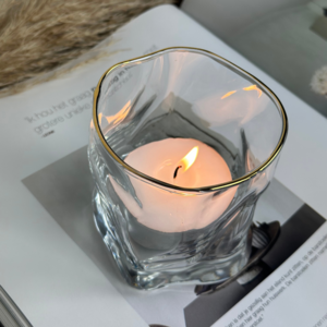 Teelichthalter - Teelichthalter - Kerzenhalter - Transparent/Gold