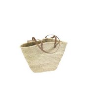 Palmbladtas met leren schouderhengsel
