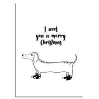 Kerstposter I woof you a merry Christmas - kerstdecoratie - Zwart wit