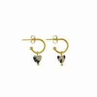 Earrings Dalmatian Jasper Heart - Gold