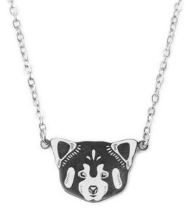 Mava Halsketting - Rode Panda Zilver