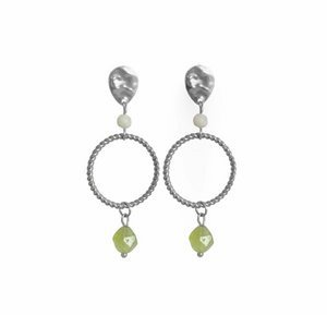 Statement Earrings Peridot & Moonstone - Silver
