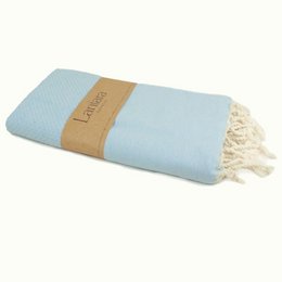 Light blue hammam towel with waffle texture, 100x200cm in size, made of high-quality materials.