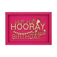 HIP HIP HOORAY-ITs YOUR BIRTHDAY frame card wooden lettering magnet birthday