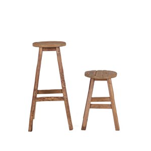 Vintage barkruk teak - rond - 4 poten