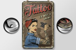 Blechschild Retro 12x18cm Tattoo is not a crime Pinup Dekoration