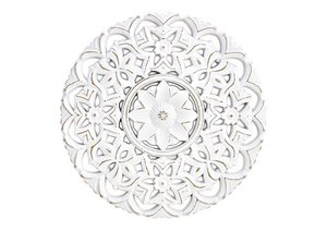 Wandhanger bloemdecor van hout, wit (B/H/D) 40x40x1,5cm