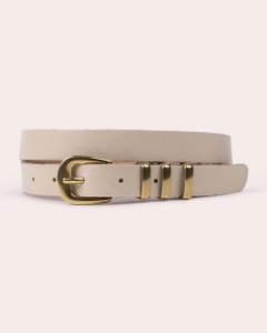 ZAZA | Slim Leather Belt with Triple Metal Loops