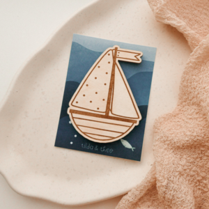 Wooden magnet - ship / boat magnet