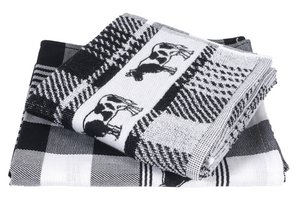 Küchentextilien-Set aus 100 % Baumwolle, 6-teilig, Kuhblock, Schwarz