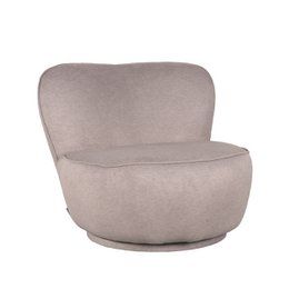  Taupe microfiber swivel chair with a bunny-shaped backrest. Comfortable and stylish seating for any living room or home office.