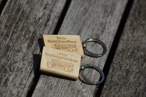 Houten sleutelhanger voor buschauffeur of busbegeleidster Copy
