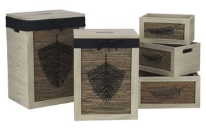 KLEIDERKORB-SET 5 HOLZGEFLOCHTENE FASER 40X30X56 DC213241