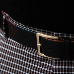Men's high quality black Italian Leather belt. Suede colour detail. 'Monty's Signature Belt'