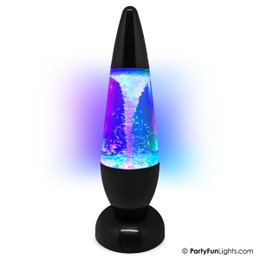 Colorful, glitter-filled, LED-powered tornado lamp with USB and battery operation for party lighting.