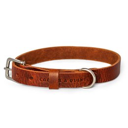 Leather dog collar in brown color, available in small, medium, and large sizes. Features a simple, no-fuss design with a buckle closure.