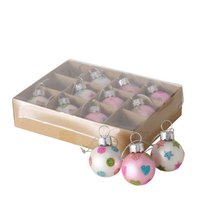 Weihnachtskugel Mini Glas rosa-weiß 12 Stück