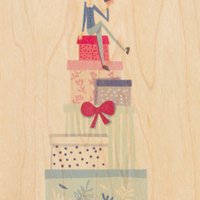 wooden postcard wishes birthday cake