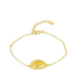 Gold-toned or silver-toned bracelet with a shell-shaped charm, adjustable length.