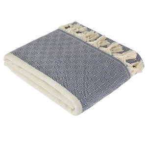 Diamond Sprei-Natuurlijk en Marineblauw-200x240 cm