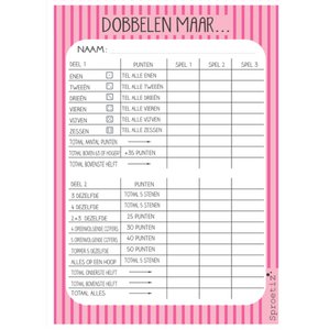 Dice block - Yahtzee - Pink Stripe