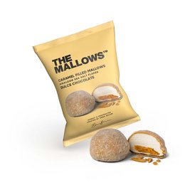  Caramel-filled marshmallow treats with a dulce de leche chocolate coating. Soft, chewy texture with a sweet caramel center and rich chocolate exterior.