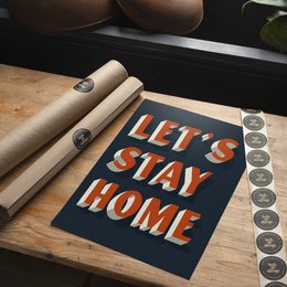 Let's Stay Home Orange Print