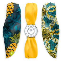 Trend Watch - Piñafrica, a vibrant and stylish watch featuring a tropical pineapple-inspired design with a white dial and silver-tone case.