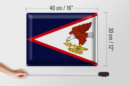Blechschild Flagge 40x30cm Flag of American Samoa