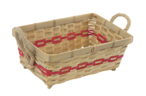 Brot- oder Obst-Aufbewahrungskorb aus Bambus mit roter Dekoration