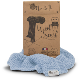 NEEDLE IT® Kit de Tejer para Adultos Principiantes Completo con Agujas de Tejer - Bufanda de Lana para Tejer DIY - Idea de Regalo (Azul Cielo)