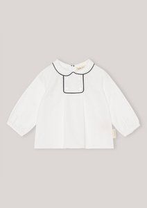 Hemd mit marineblauer Paspelierung – Schneeweiß – klassisches Weiß