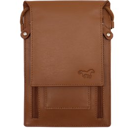 Safekeepers Telefontaske - Bæltetaske - Nakketaske - halstaske mænd - halstaske kvinder Skræddertaske bæltetaske mænd - Cognac
