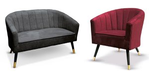 Houten bank fluweel "Vesuvius"