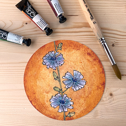 Set van 3 ronde bloemenkaarten