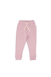 Lilac pink jogger sweat pants for babies, available in sizes 1-2 years, 2-3 years, 3-4 years, 4-5 years, and 6 years. Soft, comfortable cotton material with drawstring waist.