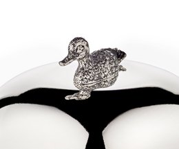 EDZARD jam jar duck with spoon, noble silver-plated, height 10 cm, diameter 10 cm