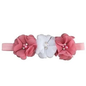 rosa Stirnband mit altrosa und weißen Rosen