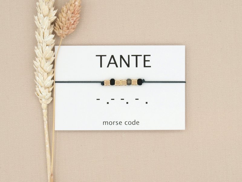 Morse code armband Tante (zilver,rosé goud,goud)