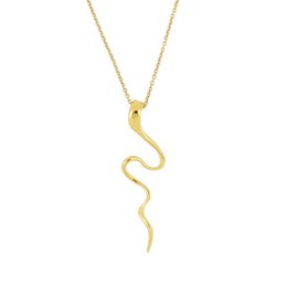 Elegant gold or silver snake-shaped pendant necklace. Stylish and modern design, perfect for everyday wear or special occasions.