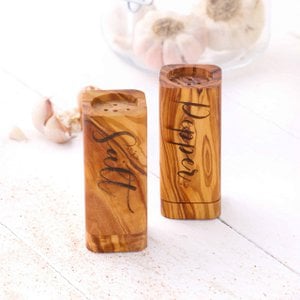 Set of 2 Handmade Olive Wood Salt & Pepper Shaker Set