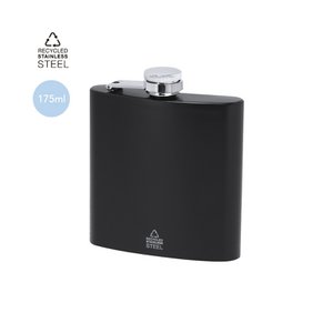 BLACK 175 ML HIP FLASK WITH BODY MADE OF RECYCLED ST.STEEL AND SCREW-ON SAFETY CAP. ERGONOMIC DESIGN + BODY IN MATTE FINISH. Copy