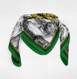Fular Plumas Pavo Real 100% seda -180*75