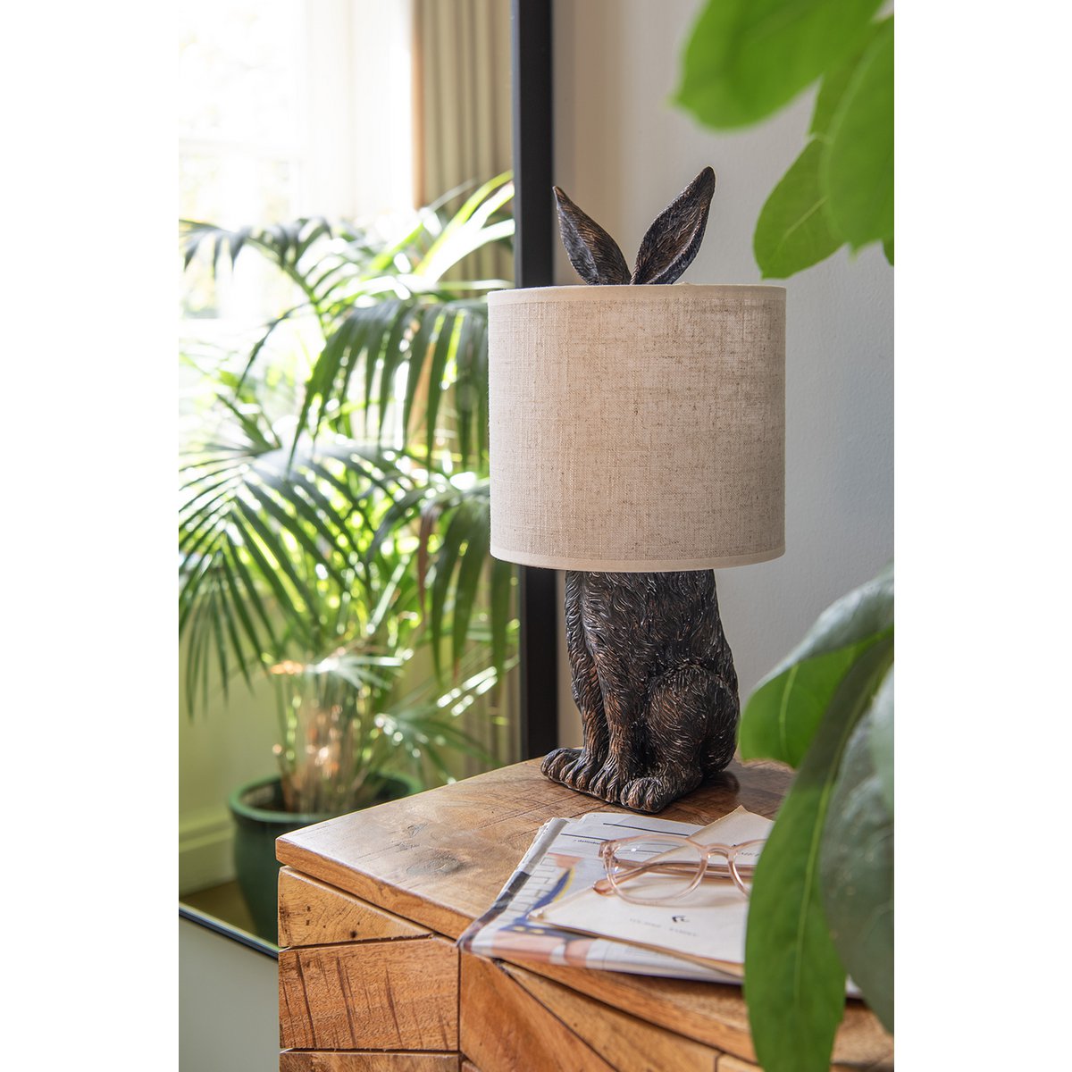 Tafellamp Konijn Ø 20x45 cm Bruin Beige Polyresin Bureaulamp